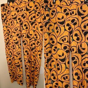 Scary jack-o lantern pumpkin orange Halloween Costume dress pants mens adult 2XL